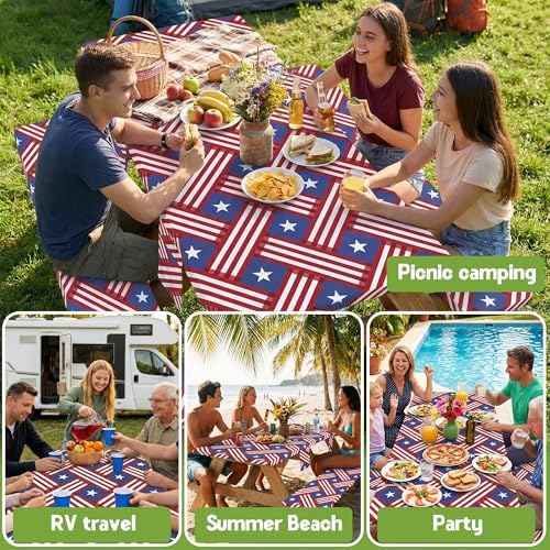 Picnic Table Cover with Bench Covers Tablecloth Fitted Table Cloth Camping Essentials Supplies Rv Travel Gear Must Haves Accessories Outdoor Road Trip Necessities Stuff Gadgets Camper Gadgets Items - Image 6