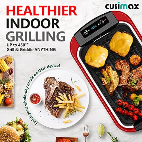 Indoor Grill, CUSIMAX Smokeless Grill Indoor, Electric Griddle, 1500W, Red - Image 5
