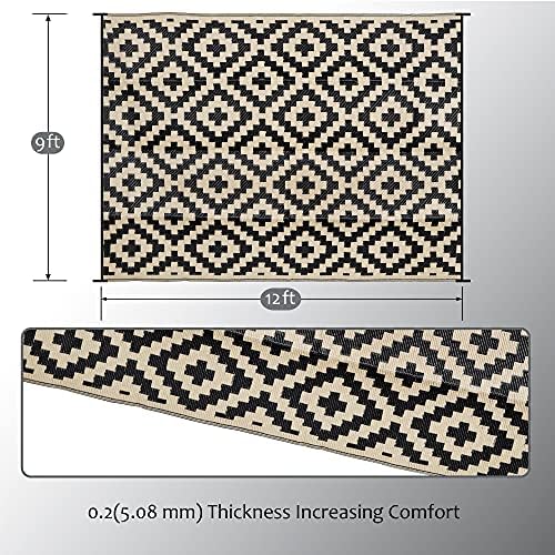 SAND MINE Waterproof Outdoor Rug 9x12 ft, Plastic Reversible Rug, Modern Area Rug, Large Floor Mat for Outdoors, RV, Patio, Backyard, Deck, Picnic, Beach, Camping - Image 2