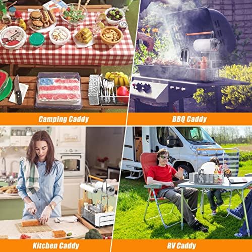PHINOX Utensil Caddy Picnic Organizer with Handle Plates Napkins - Image 6