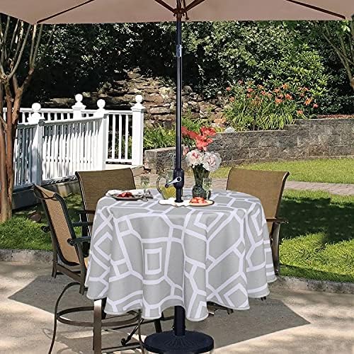 LUSHVIDA Moroccan Round Outdoor Tablecloth with Umbrella Hole 60 Inch - Image 3