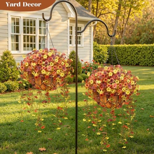 4Pcs Artificial Fall Flowers for Outdoor, Fake Mums UV Resistant Decoration - Image 6