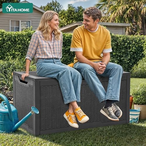 YITAHOME 100 Gallon Large Resin Deck Box Outdoor Storage Boxes for Patio - Image 3