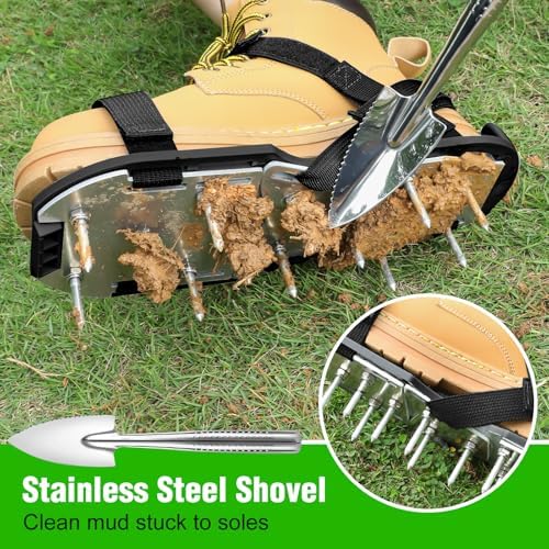 Lawn Aerator Shoes for Grass - Pre-Assembled Grass Aerator Shoes for Lawn - Soil Yard Aerator Tool for Aerating Patio Garden, Black - Image 6