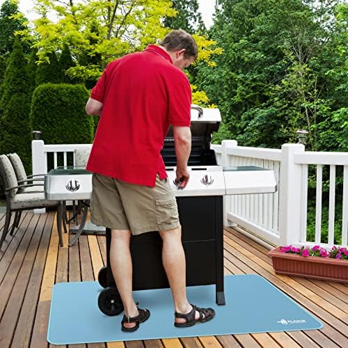 FLASLD 32 x 60 inches Under Grill Mat, Outdoor Floor Mat for Fire Pit, Griddle Cooking, Flat Top Gas, Propane Burners & Portable Charcoal Grills, Sky Blue - Image 2