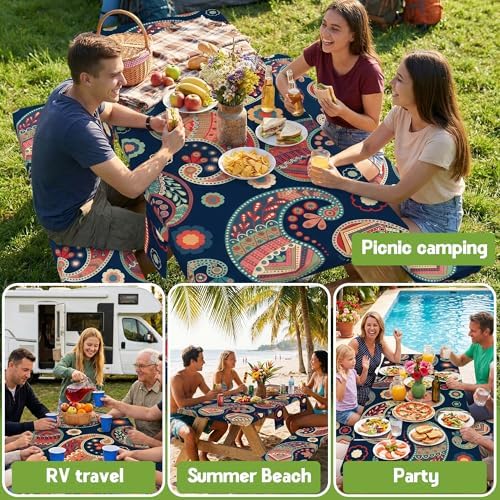 Picnic Table Cover with Bench Covers Table Cloth Tablecover Camping Essentials Camp Must Haves Camper Gear Outdoor Accessories River Water Motorhome Trailer Tent Rv Car Travel Activities Accessary Set - Image 6