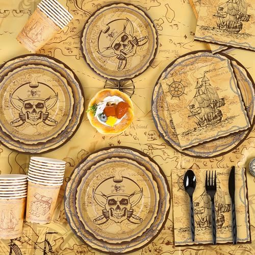 Kochorie 169 Pieces Pirate Tableware Set Pirate Birthday Party Decorations - Image 5