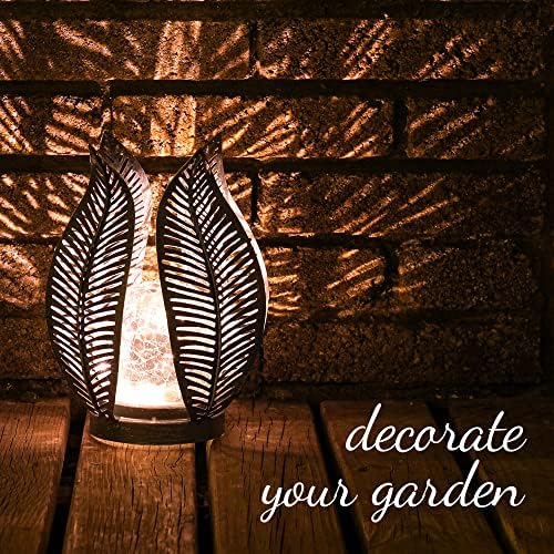 Solar Lights Outdoor Waterproof Garden Decor Crackle Glass Globe,Metal Yard Art Solar Outdoor Lights for Table Decor Porch,Patio Decorations.Gardening Gifts for Women/Mom - Image 6