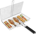Grill Basket Large Portable Folding BBQ Camping Grilling Rack for Fish, Vegetables, Shrimp, Barbeque Griller Cooking Accessories, Grilling Gifts by SURPZON