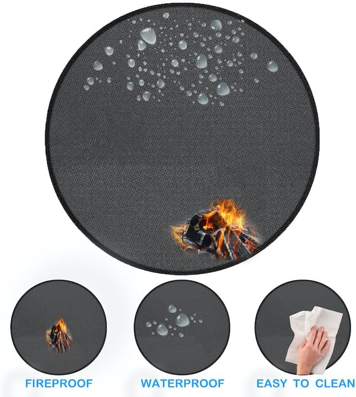 36" Round Fire Pit Mat, Under Grill Mat & Fireproof Mat Fire Pit Pad, Heat-Resistant Fireproof Mat for Outdoor Smoking and Camping, Protect The Deck, Patio, Lawn from Exploding Embers - Image 3