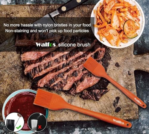 Walfos 600℉ Heat Resistasnt Pastry Brushes, BPA Free Silicone Basting Brush for Cooking, Spread Oil Butter Sauce for Baking Kitchen BBQ Grill, Dishwasher Safe, 2 Size (Large and Samll) - Image 4