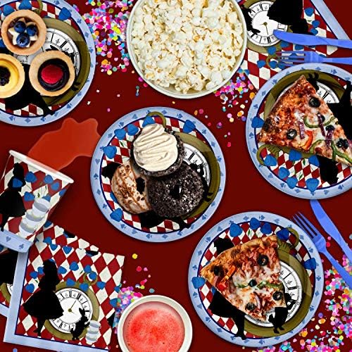 Alice in Wonderland Birthday Party Supplies Set - Alice in Wonderland Decorations - Alice in Wonderland 1st Birthday - Birthday Party for Girl | Tableware Includes Plates Napkins and Cups | Kit for 16 - Image 6