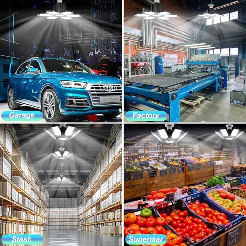 Led Garage Lights 1 Pack 200W Super Bright Ceiling Led Shop Lights, 6500K, 22000LM Deformable Garage Light Ideal for Basement, Attic and Workshop Commercial Bay Lighting - Image 6
