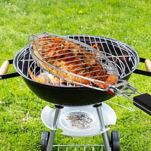 Fish Grill Basket, Stainless Steel Grill Baskets for Fish with Detachable Handle, plating - Image 4