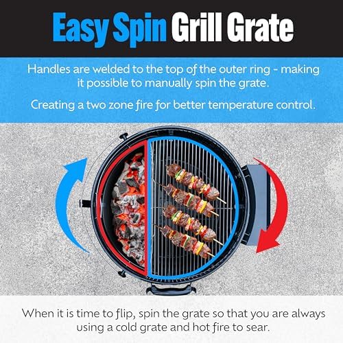 SnS Grills Home 'N Roam 18" Kettle Grill with Patented Slow 'N Sear Charcoal Basket & EasySpin Grate, Portable Charcoal BBQ for Smoking, Grilling & Tailgating - Image 6