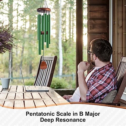 Bursvik 37" Aluminum Wind Chimes for Outside (Green), Patio Zen Decor Gift - Image 7