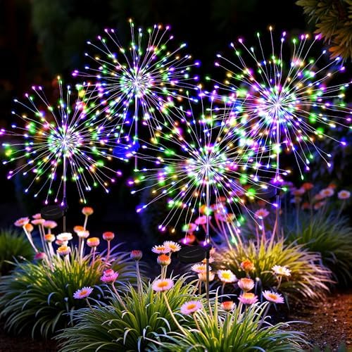 4Pack Solar Lights Outdoor, Multicolor Firework Lights by Suncket