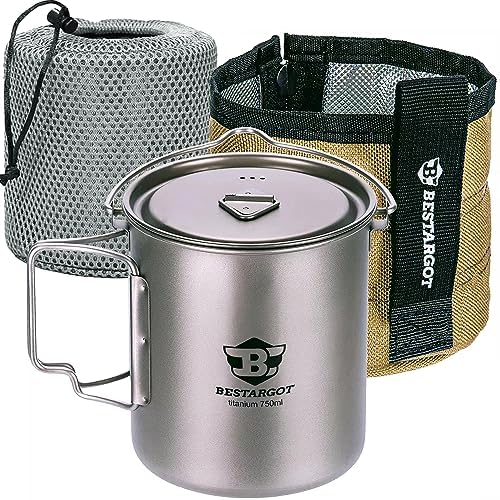 Bestargot 750ml Camping Titanium Pot, Includes a heat-insulating cup sleeve - Image 5