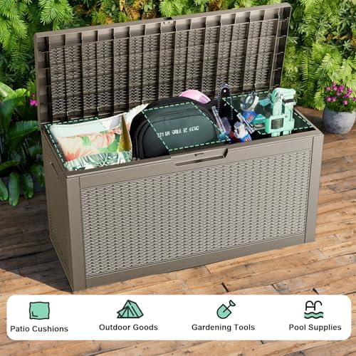 PatioZen 60 Gallon Resin Deck Box, Lockable Outdoor Storage Box for Patio Cushions Storage Furniture,Garden Tools, Pool Supplies, Weatherproof and UV Resistant (Grey) - Image 7