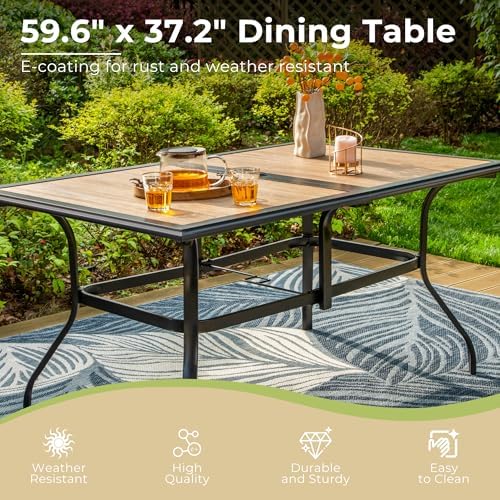 MIXPATIO Outdoor Dining Table for 6, Metal Table w/Umbrella Hole - Image 4
