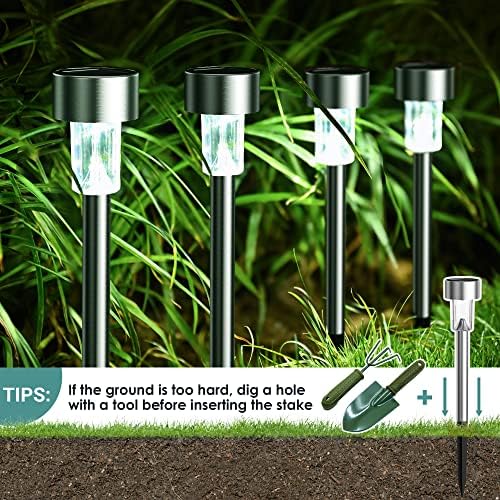 GIGALUMI 16 Pack Solar Lights Outdoor Waterproof, Stainless Steel - Image 6