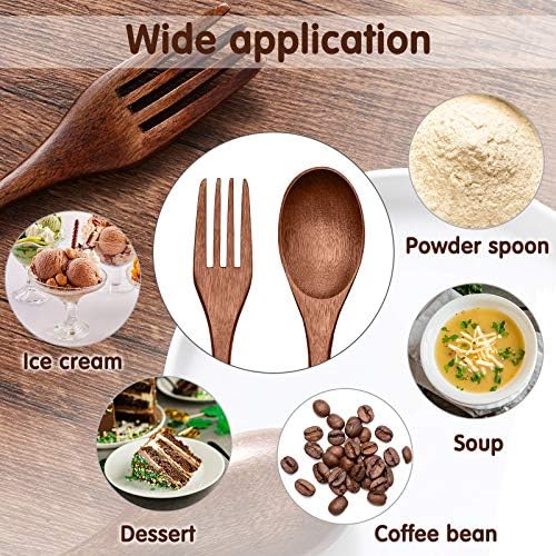Patelai 16 Pieces Wooden Spoons Forks Set Wooden Utensils for Eating - Image 6