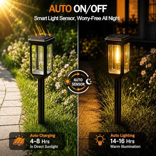 Tenmiro Solar Pathway Lights Outdoor 2 Pack, Bright Solar Garden Lights - Image 4