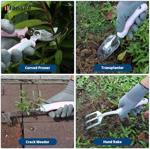 Pink Garden Tools Set 12-Piece, Gardening Gifts for Women - Image 3