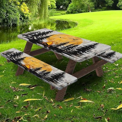 CAPSCEOLL Picnic Table Cover with Bench Covers 6ft - Camping on Wood - Image 5