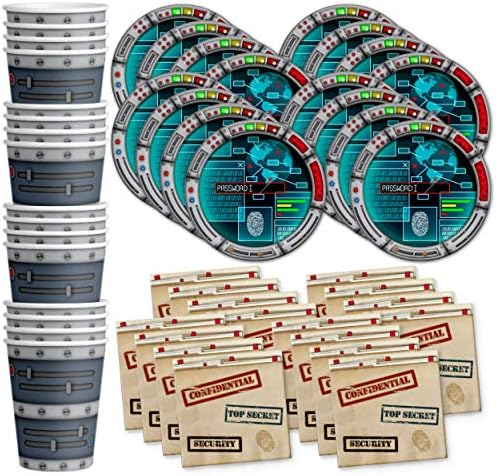 Secret Agent Top Secret Spy Birthday Party Supplies Set Plates Napkins Cups Tableware Kit for 16 by BirthdayGalore