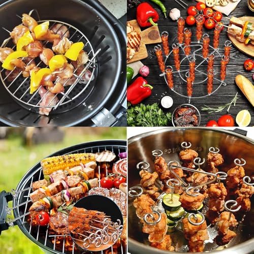 304 Stainless Steel Air Fryer Skewer Stand Dishwasher Safe Vertical Skewer Air Fryer Accessories for BBQ Grill Kabobs Chicken Meat Seafood (12 Long Skewers) - Image 5