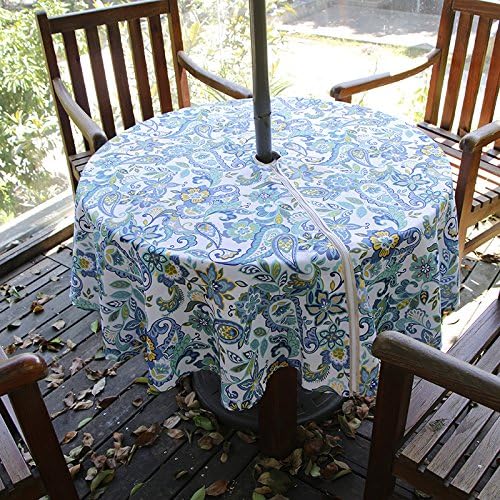 EHouseHome Outdoor and Indoor 60inch Round Tablecloth with Umbrella Hole and Zipper, Waterproof Zippered Patio Cloths, Spring/Summer Table Covers for Backyard Circular Table/BBQs/Picnic - Image 5