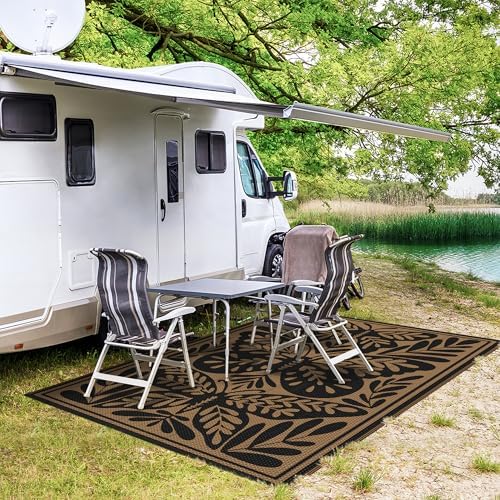 GENIMO Outdoor Rug, 6'x9' Waterproof Plastic Rugs for Patio, Black - Image 5