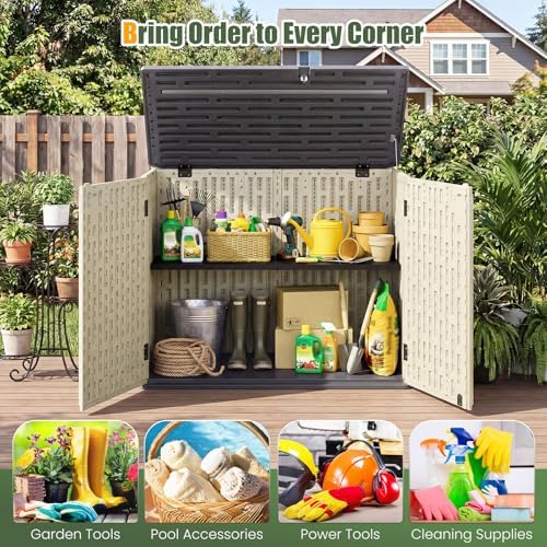 Tangkula 20 Cu.Ft Large Outdoor Storage Cabinet w/Adjustable Shelf - Image 4