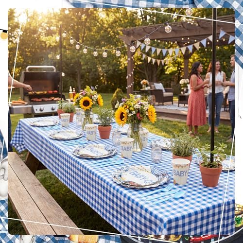 Havawish 120 Pcs Blue Plaid Party Tableware Bow Cherry Plates - Image 5