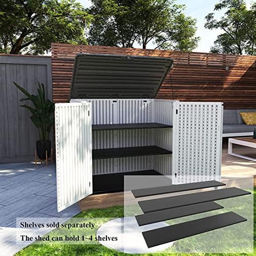 KINYING Larger Outdoor Storage Shed Weather Resistance, Horizontal Outdoor Storage Box Waterproof for Garden, Patios, Backyards, 48 Cu.ft Capacity for Garbage Cans, Lawn Mower, Garden Tools - Image 6