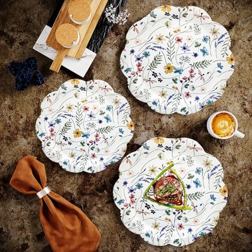 100Pcs Wildflower Party Supplies Floral Wedding Birthday Decoration Include Wildflower Scalloped Paper Plates Napkins and Cups for Picnic Wedding Baby Shower Tea Party Decor Serve 25 (Scalloped) - Image 5