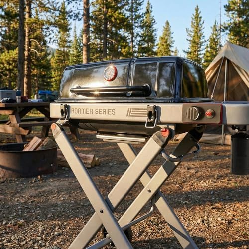 Feasto Portable Gas Grill with Foldable X-Frame Cart for Tailgating, Black - Image 2