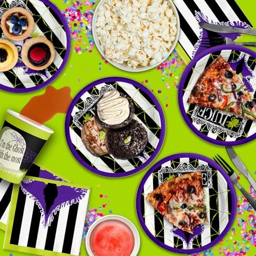 Beatlejuice Party Supplies - Ghost Birthday Supplies - Halloween - Tableware Set Includes Plates Napkins Cups - Kit for 16 - Image 6