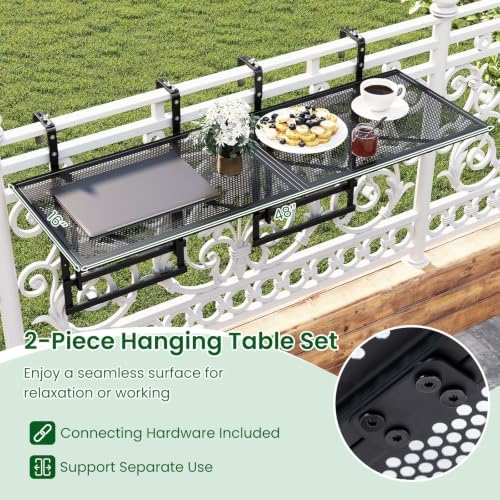 Tangkula 48" Folding Balcony Railing Table for 1.5"-3.5" Thick - Image 5
