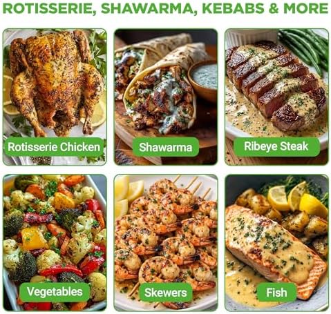 NutriChef Horizontal Rotating Shawarma Oven | Rotisserie, Shawarma & Kebab Machine | Includes Large 22.4 Quart Capacity, 3-Hour Timer & 6 Kebab Skewers | Ideal for Chicken,Turkey & Lamb | Black - Image 3
