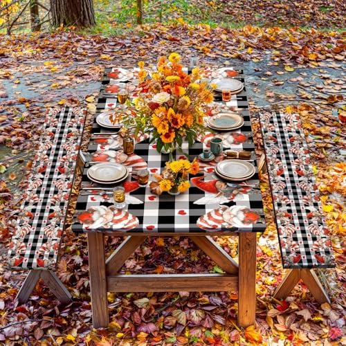 Valentine's Day Picnic Table Cover with Bench Covers, Camping Essentials, Valentines Decor Waterproof Windproof, Fitted Tablecloth Cover with Elastic Edge, Outdoor Table Covers, 3 PCS, 30x60 Inch - Image 4