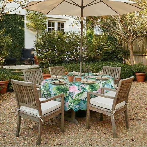 EHouseHome Outdoor Indoor Tablecloth with Umbrella Hole for Oval Table,Waterproof Patio Table Cloths, Spring/Summer Table Covers with Zipper for Backyard Circular Table/BBQs/Picnic,60 x 84 inches - Image 2