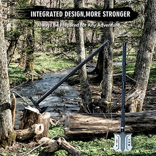 HUZSV 28-in-1 Survival Shovel,Multi-Tool Camping Shovel with Axe, Saw, Hoe - Image 6