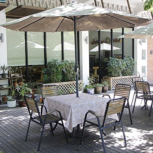 ColorBird Elegant Moroccan Outdoor Tablecloth Waterproof Spillproof Polyester Fabric Table Cover with Zipper Umbrella Hole for Patio Garden Tabletop Decor (Square 60 x 60 Inch, Zippered, Khaki) - Image 2