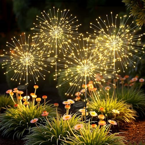 4Pack Solar Lights Outdoor, 120LED Firework Lights by Suncket