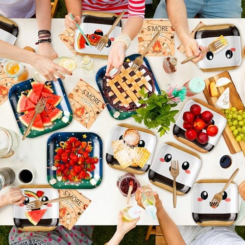 S’Mores Camping Party Plates Supplies - Serves 48-192Pcs S’More Love Fun Campfire Party Tableware Decorations Disposable Paper Plates Napkins Forks Birthday Baby Shower - Image 5