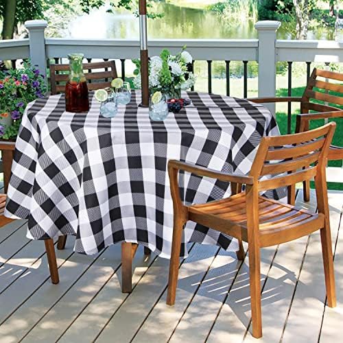 EHouseHome Outdoor and Indoor 70inch Round Tablecloth with Umbrella Hole and Zipper, Waterproof Zippered Patio Table Cloths, Spring/Summer Table Covers for Backyard Circular Table/BBQs/Picnic - Image 3