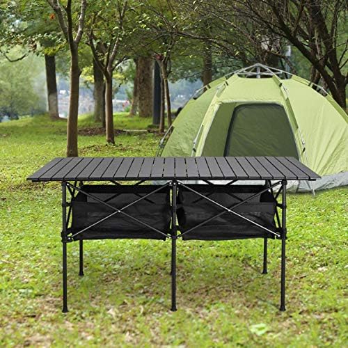 WUROMISE Sanny LargeOutdoor Folding Picnic Camping Table,55"X 27.56"Portable Aluminum Roll-up Table with Storage Carry Bag for RV Travel,Indoor,Outdoor,Camping, Beach,Backyard,BBQ,Party,Patio,Picnic - Image 2