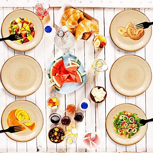 40Pcs Wood Grain Party Supplies Wood Grain Paper Plates 7" Rustic Wood Slice Dessert Plates Camp-Fire Party Supplies Camping Woodland Animal Baby Shower Lumberjack Theme Birthday Part y Decorations - Image 5